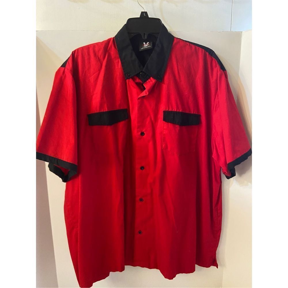 Hilton retro shirt red black Xl button down‎ bowling Cosplay